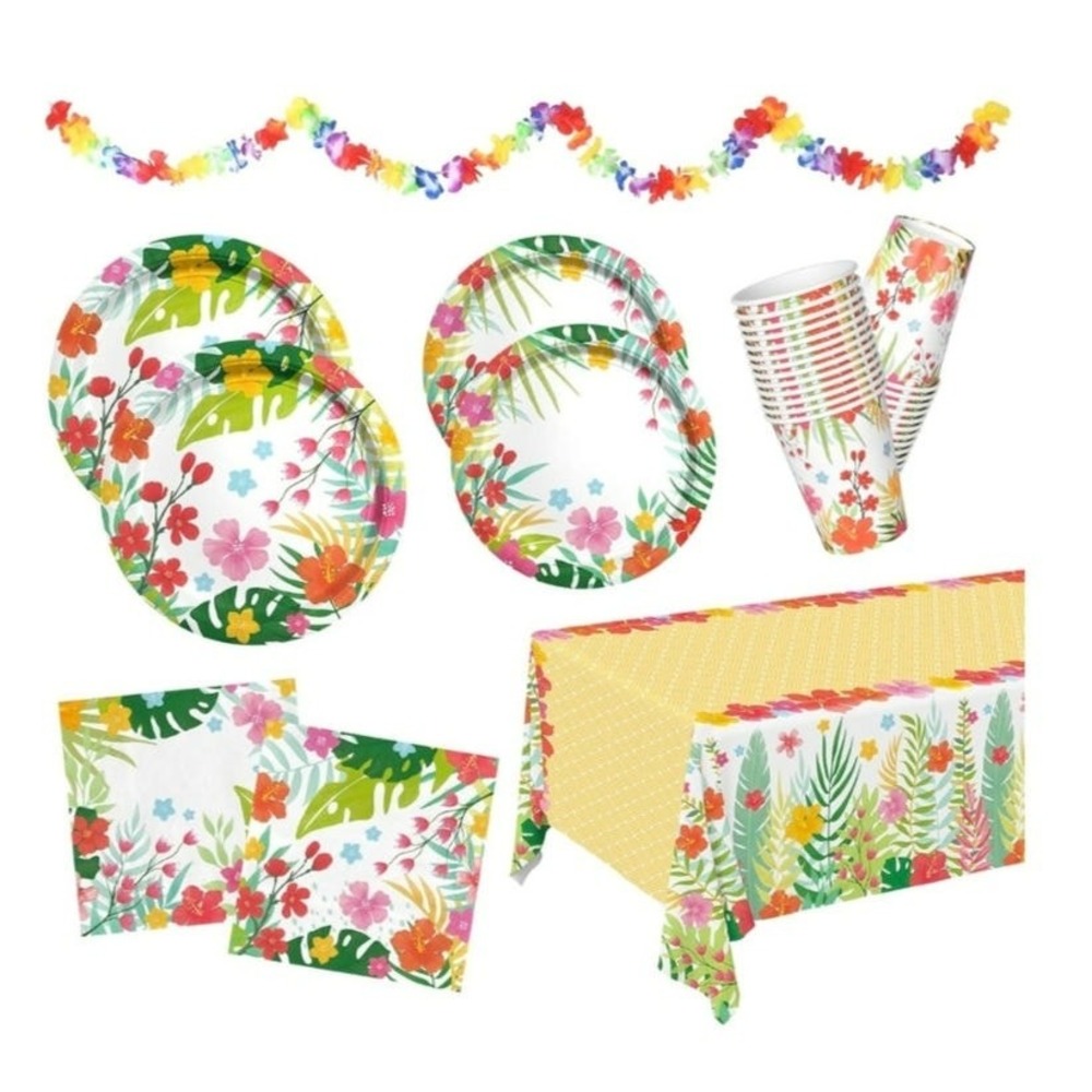 Gatherfun Luau Party Supplies Kit 25 Guest Hawaiian Tropical Hibiscus Set S19